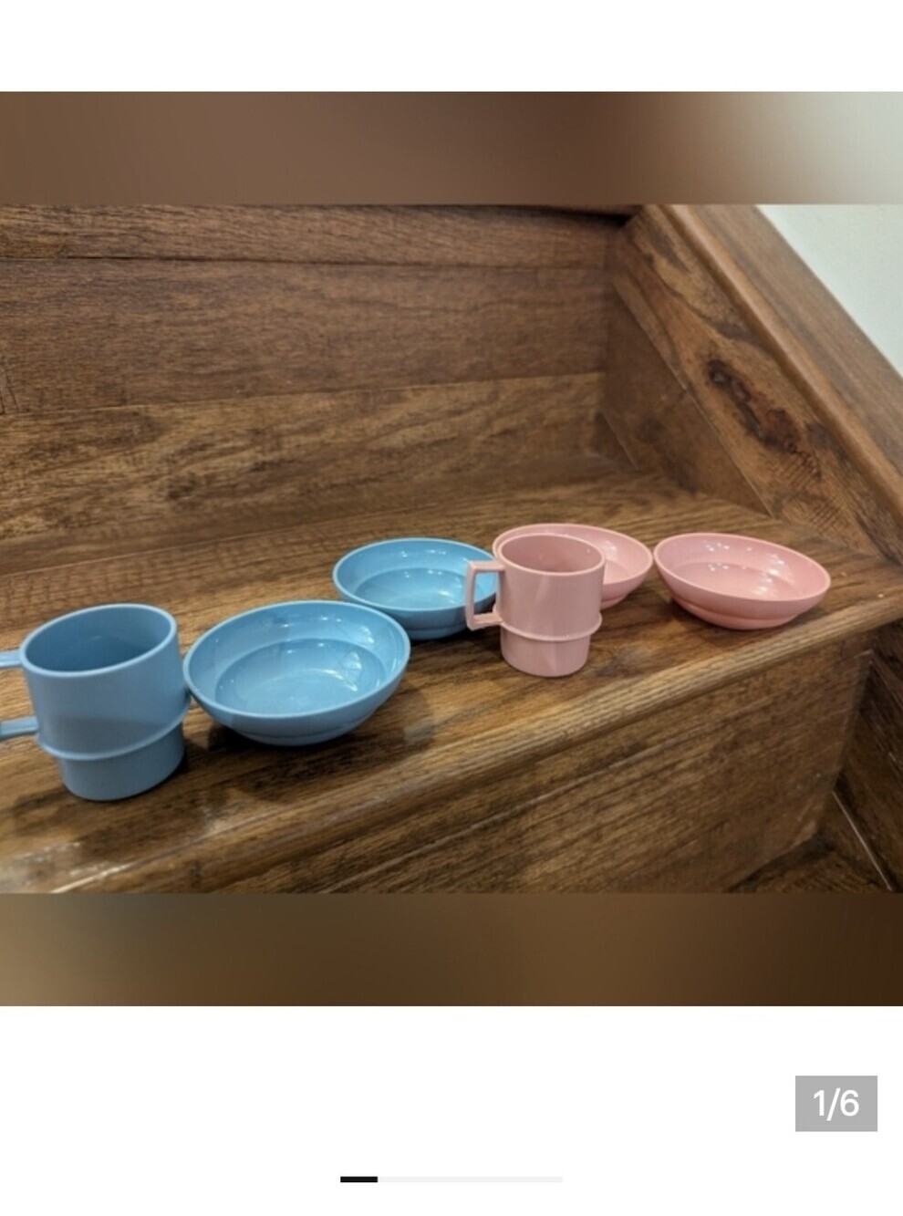 Tupperware Kids Mini Party Set Pink & Blue Vintage 4 Bowls 2 mugs